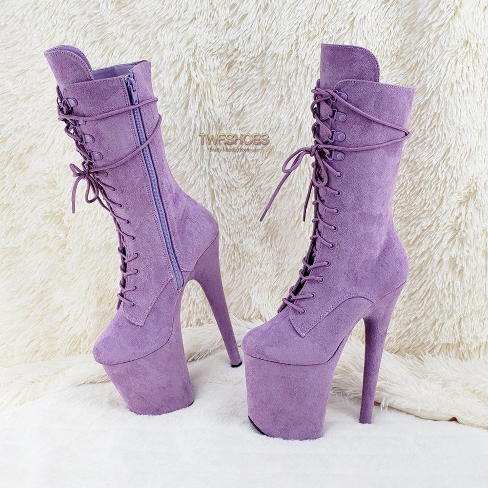 Flamingo 1050 Lilac 8" High Heel Ankle Calf Boots - Picture 16 of 16